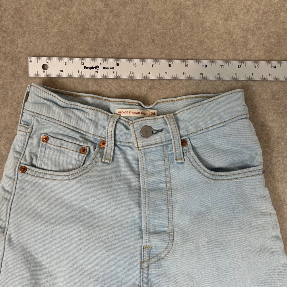 Levi's Ribcage Straight Ankle Women's 24 Light Blue High Rise Denim Jeans
